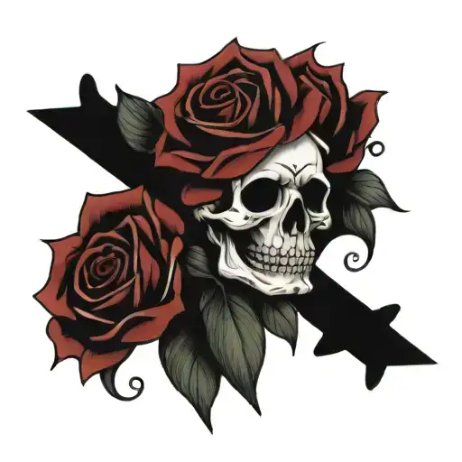 Skull Roses Cross