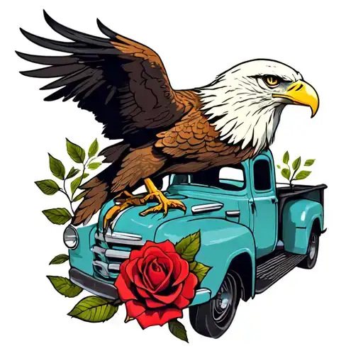 Eagle Rose And A Truck