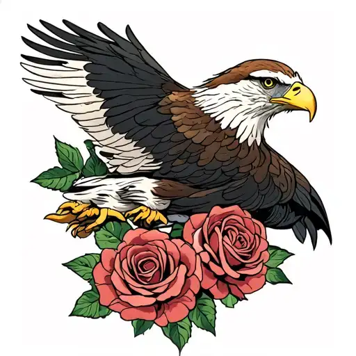 Eagle With Three Roses