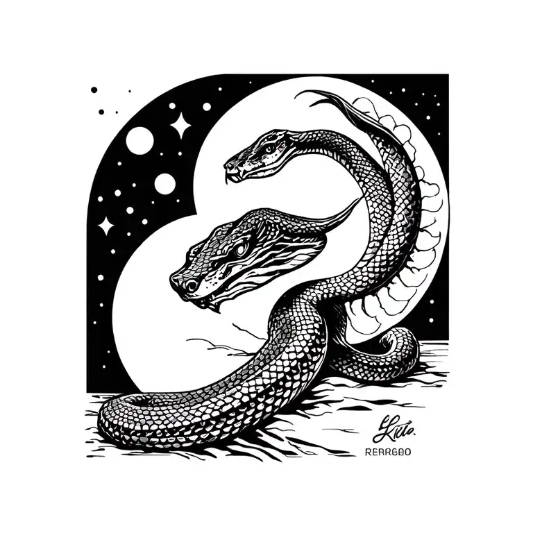 Snake And Moon