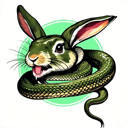 Rabbit Biting A Snake