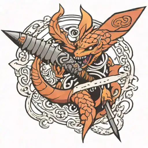 Naruto Kunai With A Dragon Wrapped Around It