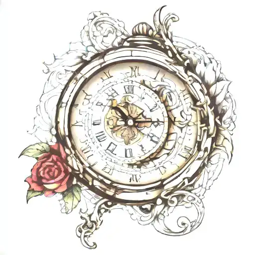 Antque Clock And Map