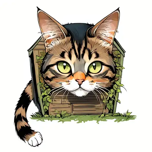 Startled Cat With A Shed In The Back