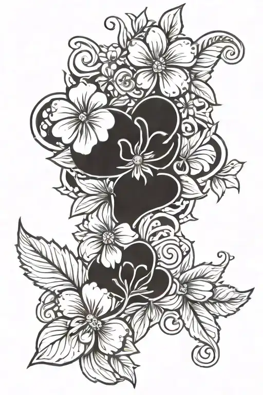 Flower And Hearts Symbolizing Love