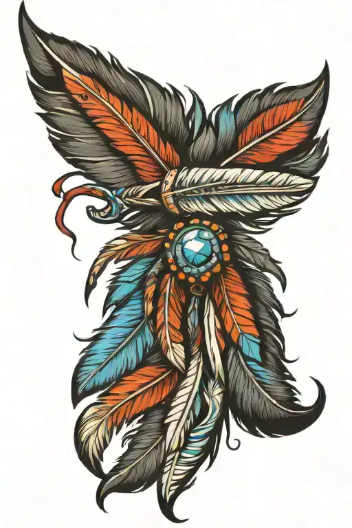Western Native American Feather Hanging From Antler