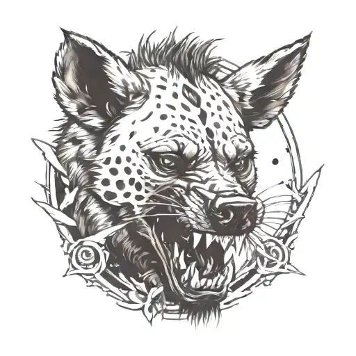 Hyena With A Knife Going Through The Skull
