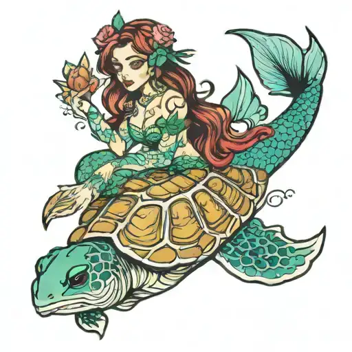 Mermaid And Sea Turtle