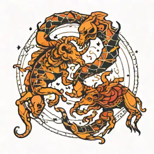 Aries And Scorpio Constellation Intertwined Within