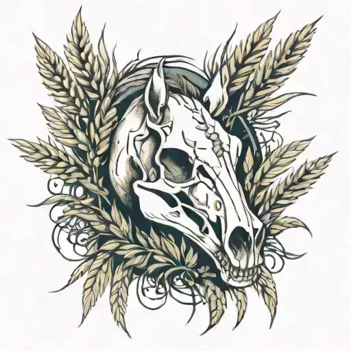 Horse Skull And Wheat