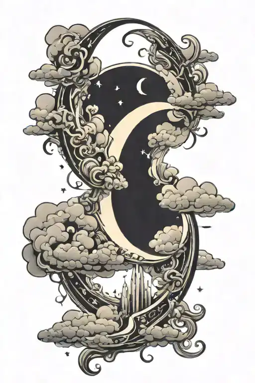 Crescent Moon Rising Clouds Forming The Shape
