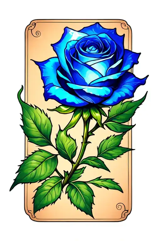 Sapphire Rose With Stem