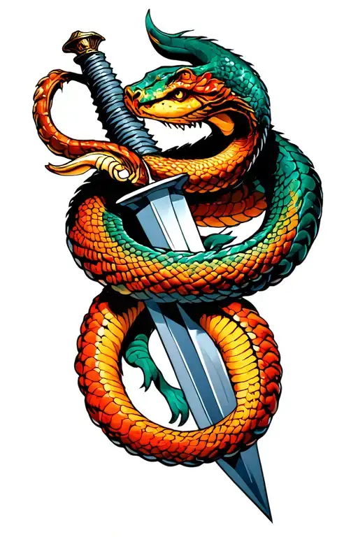 A Serpant Wrapped Around A Sword