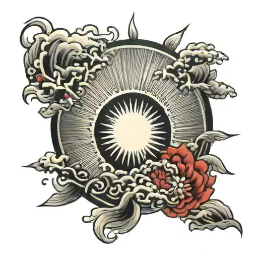 Japanese Rising Sun Shining