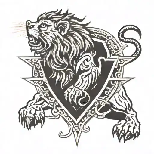 Lion Roaring With Cross