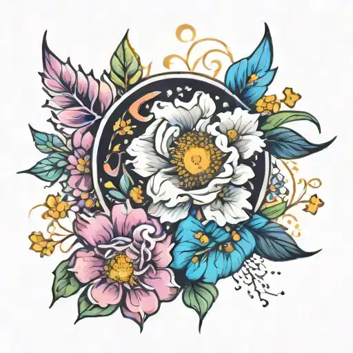 Color Infinity And Cosmos Flowers Surrounding