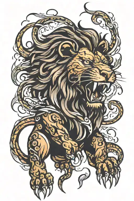 Black Lion Roaring Fiercely