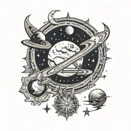 Stars Saturn Moon Surrounded