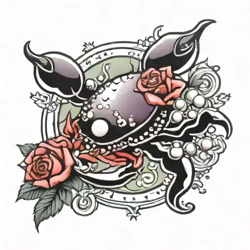 Cancer Zodiac Sign With Pearls And Small Roses