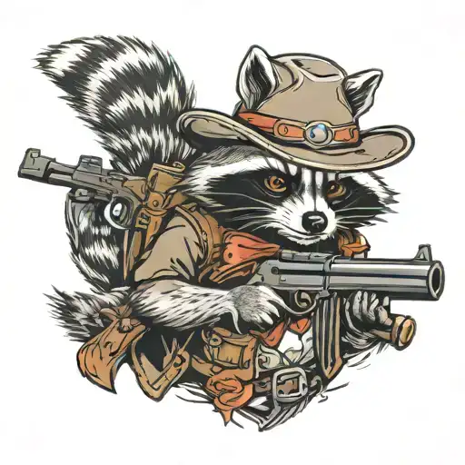 Cowboy Raccoon With A Shotgun