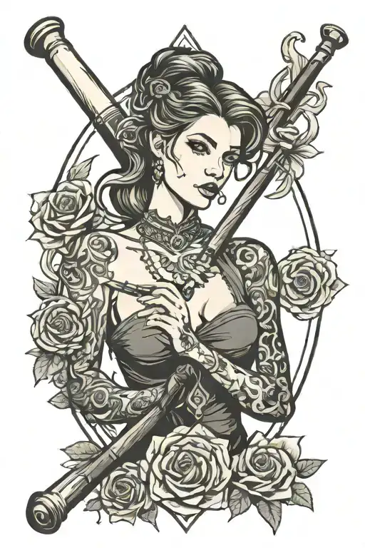 Female Holding Pool Cue Symbolizing Guidance