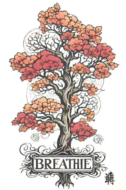 Tree Of Life With The Word Breathe In Japanese Underneath