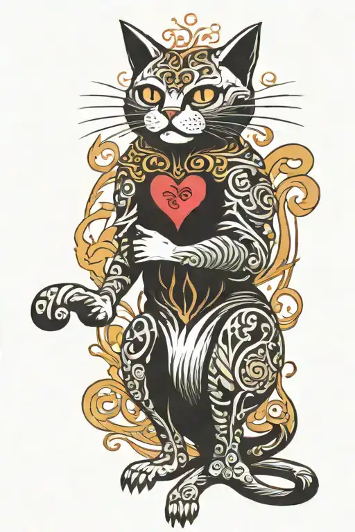 Standing Cat That Is Scared And Heart Beating Out Of Chest