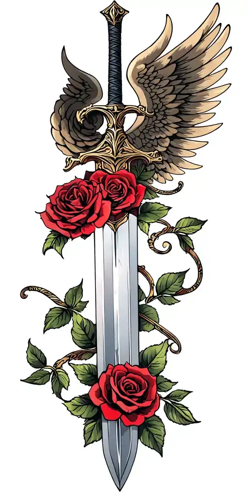 Rose Sword Wings Spread Wide Name