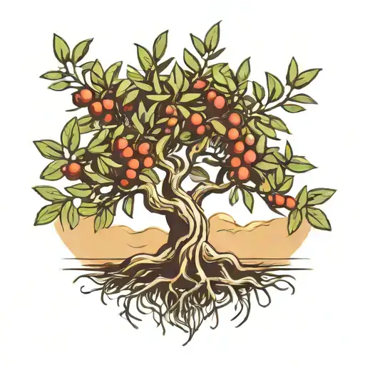 Olive Tree With Roots Drawing