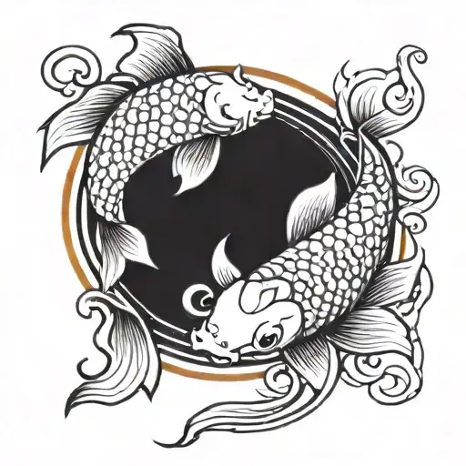 2 Koi Fish With Sun
