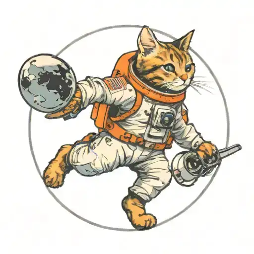 Cat Astronaut On The Moon