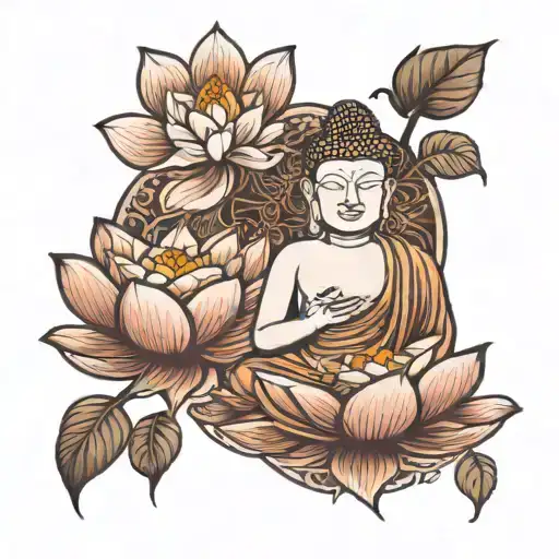 Buddha And Lotus Flower