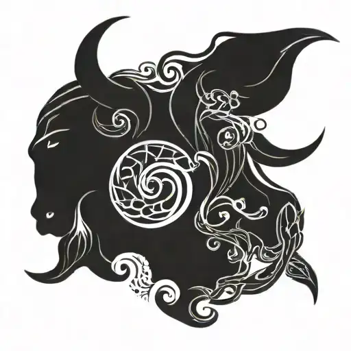 Taurus Aries Cancer Scorpio Symbol Intertwined Within