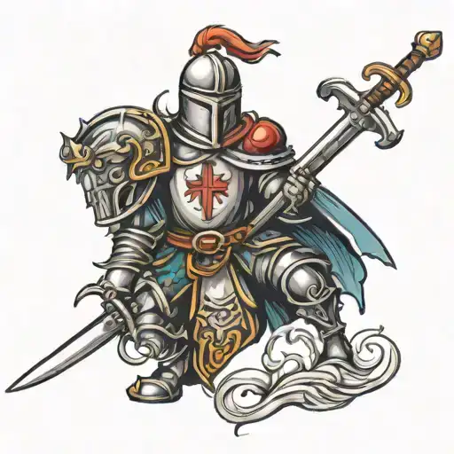 Crusader Knight Holding Sword