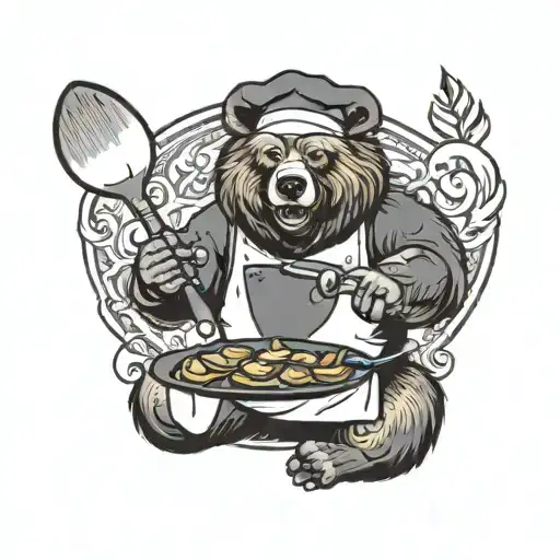 A Bear Who Is A Chef Cooking