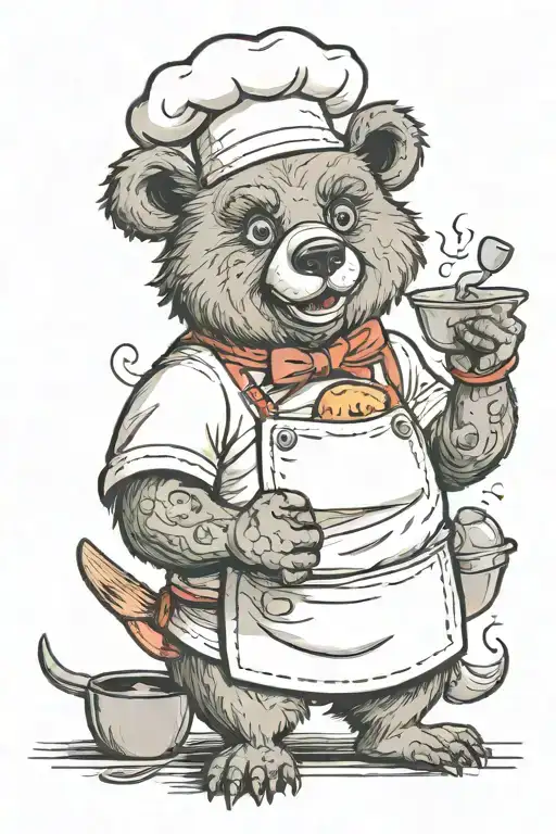 A Sarcastic Cheeky Bear Who Is A Chef Cooking
