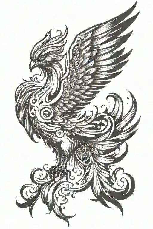 Create A Sketch Of A Phoenix With Spread Wings