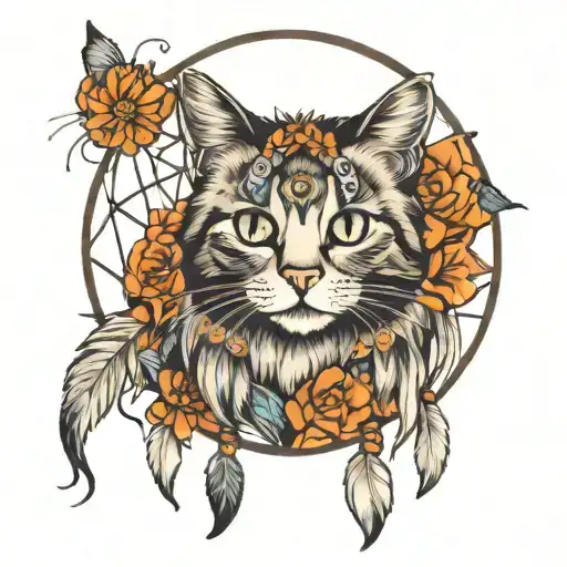Dream Catcher With A Cat Spirit Animal