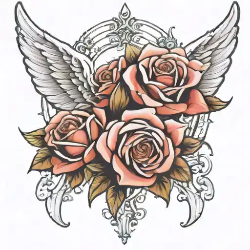 Angel Wings And Roses