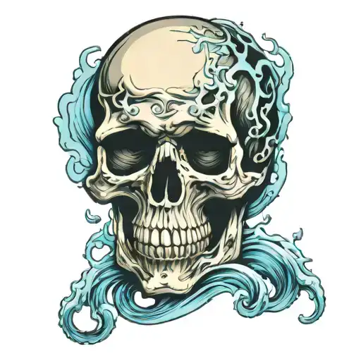 Skull With Water Waves