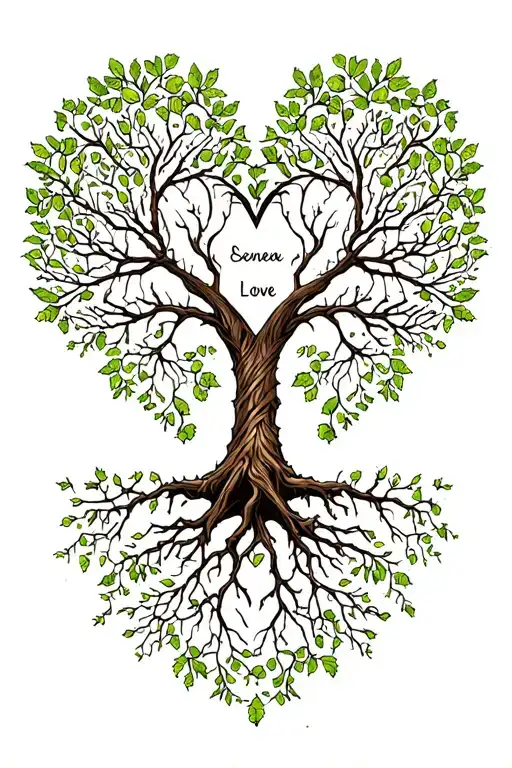 Tree With 5 Branches To Include Names In The Shape Of A Love Heart Colour