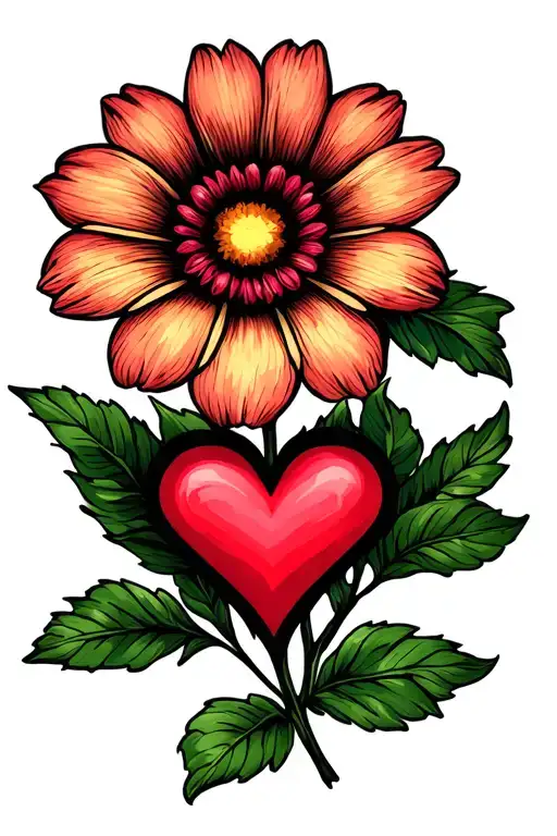 Flower With 5 Heart Shape Petals To Include Names In The Shape Of A Love Heart Colour