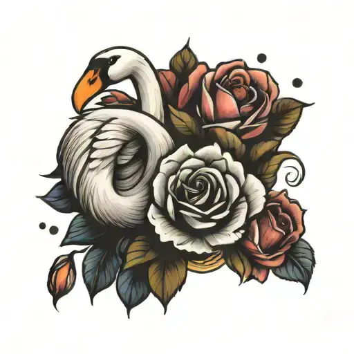 Swan And Rose