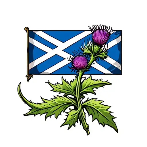 Scottish Flag And Thistle