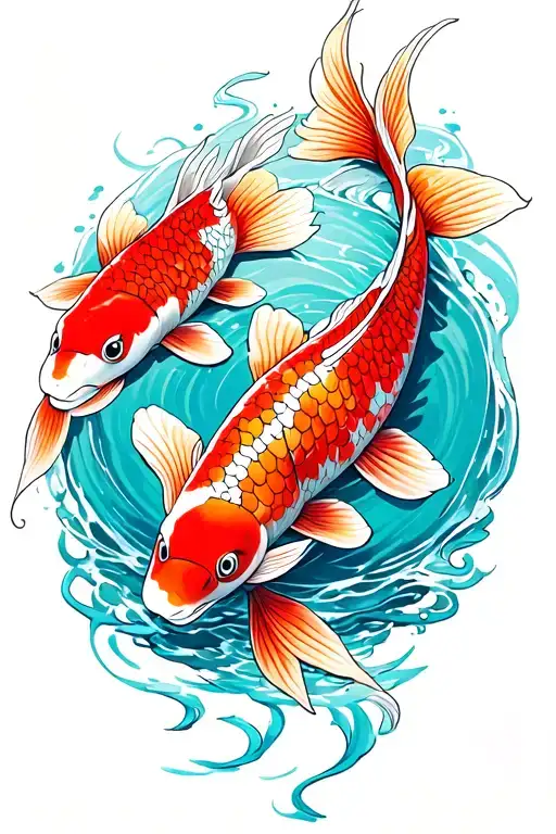 Koi Fish Small And Big