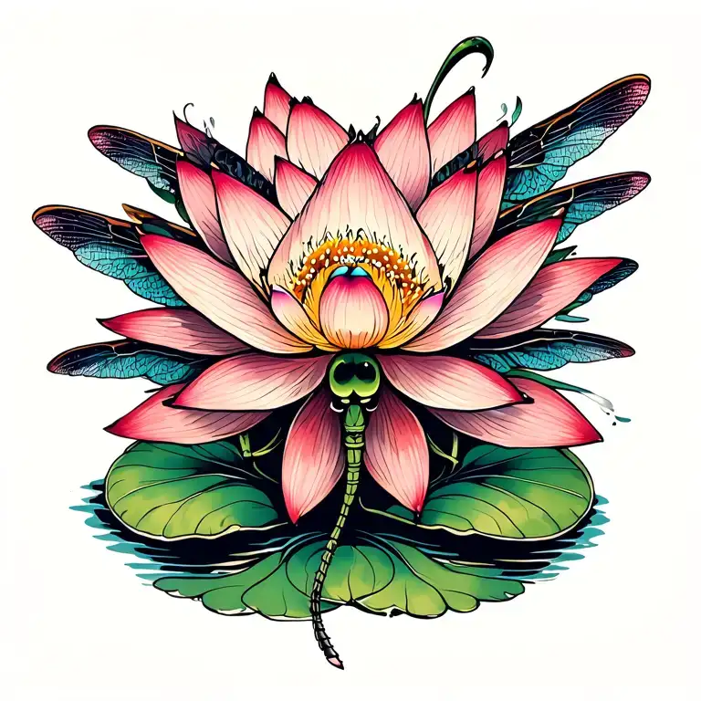 Dragonfly Lotus Flower