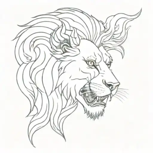 A Lion On Top Of A Skull Breathing Fire