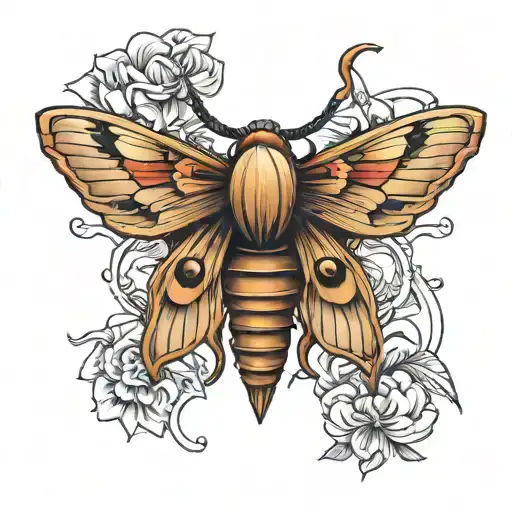 Moth And Dagger Tattoo Design