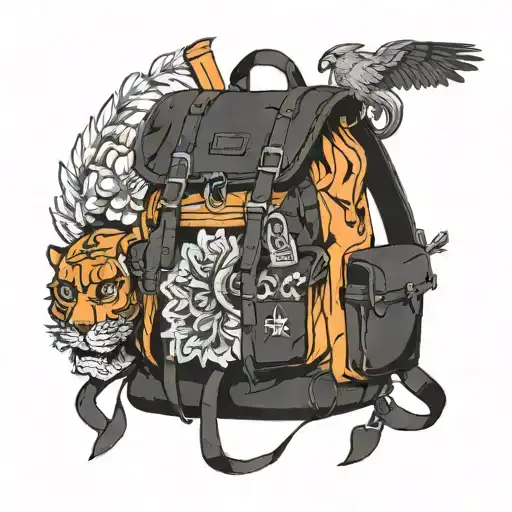 Black Rucksack And An Orange
