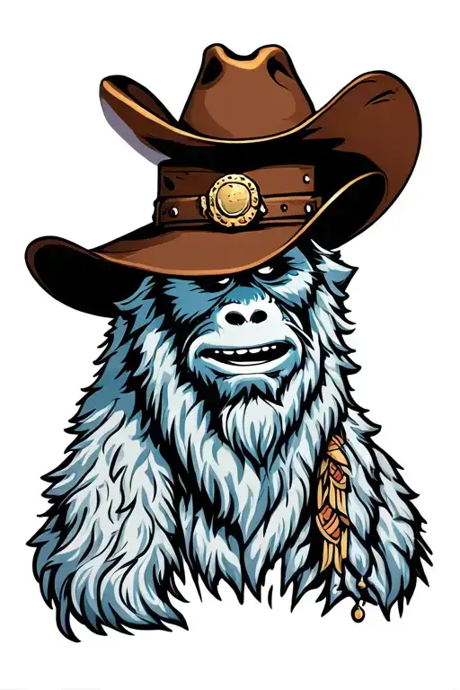 Yeti Wearing A Cowboy Hat